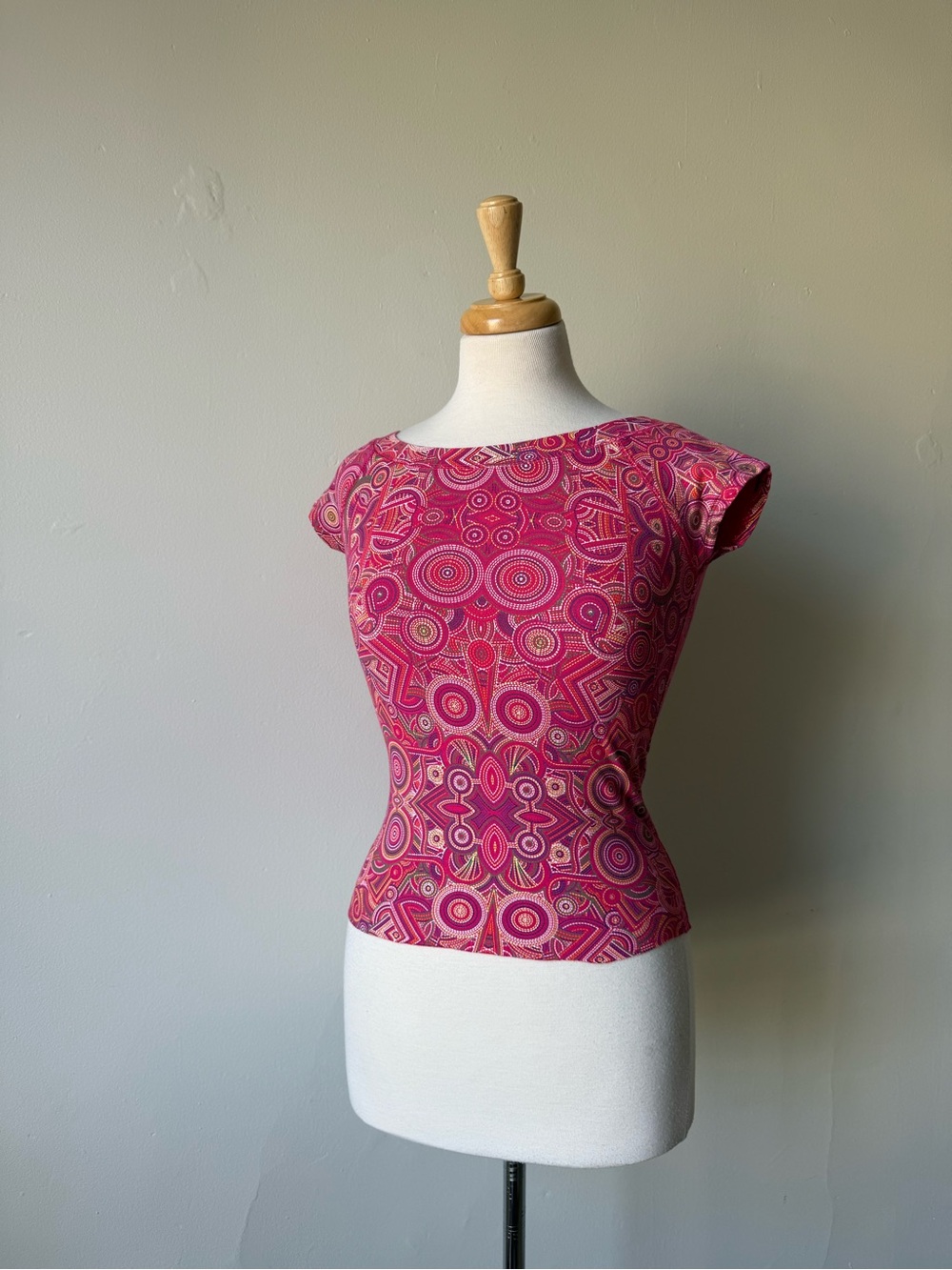 COOGI Vintage Psychedelic Art Print Cap Sleeve Top Size Medium